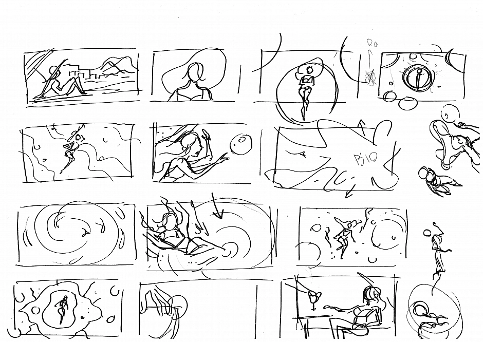 Exemple storyboard crayonné animation 2d traditionnelle skateboard FEVR studio Animation Paris